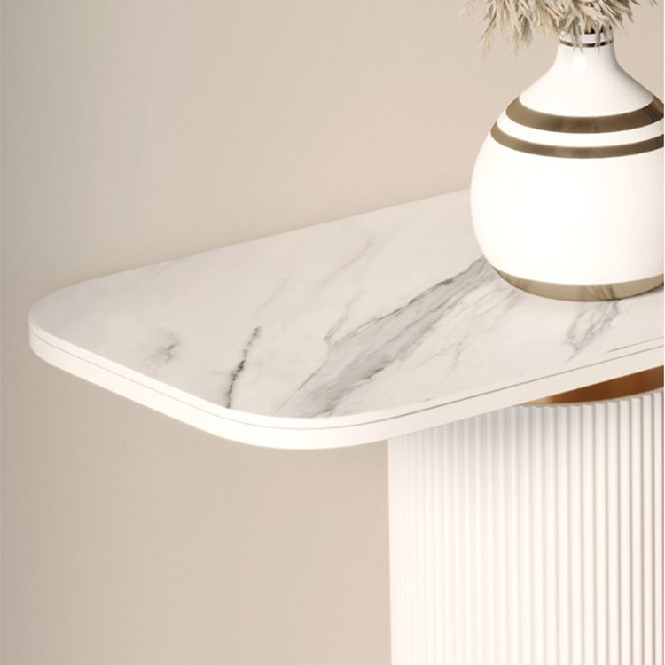 Tavolo di divano console in pietra glam rettangolare tavolino in metallo per sala