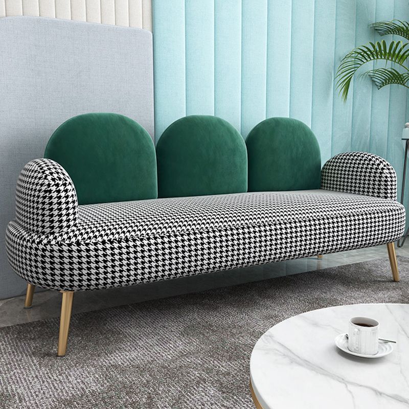 Contemporary Camel Back Standard Sofa Fabric Round Arm Sofa for Bonus Room