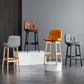 Modern Solid Wood Legs Faux Leather Bar Stools with Footrest