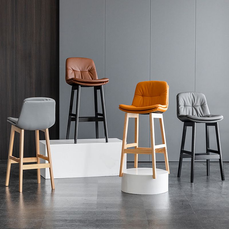 Modern Solid Wood Legs Faux Leather Bar Stools with Footrest Clearhalo 'Bar Furniture' 'Bar Stools' 'bar_stools' 'furn' 'furn_bar_stools' 'Furniture' 'Kitchen & Dining Furniture' 1200x1200_1af39528-8108-487d-afd6-c963f0ada270