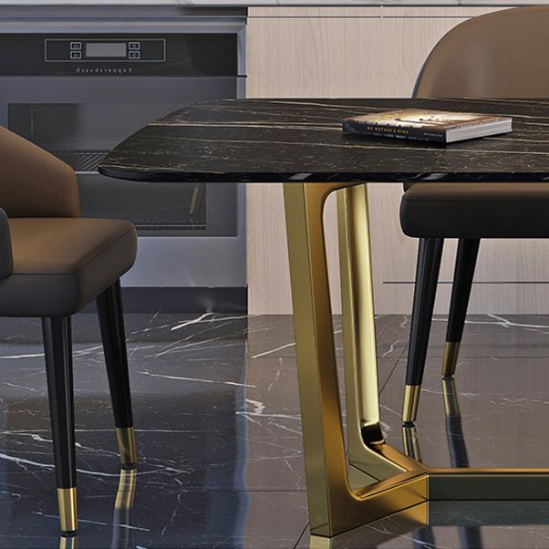 Rectangle Trestle Counter Luxury Table Black Fixed Table of Sintered Stone Clearhalo 'Dining Tables & Seating' 'Dining Tables' 'dining_table' 'furn' 'furn_dining_table' 'Furniture' 'furniture_dining_table' 'Kitchen & Dining Furniture' 1200x1200_1af95f8e-9039-4237-9ec6-0e038c181559