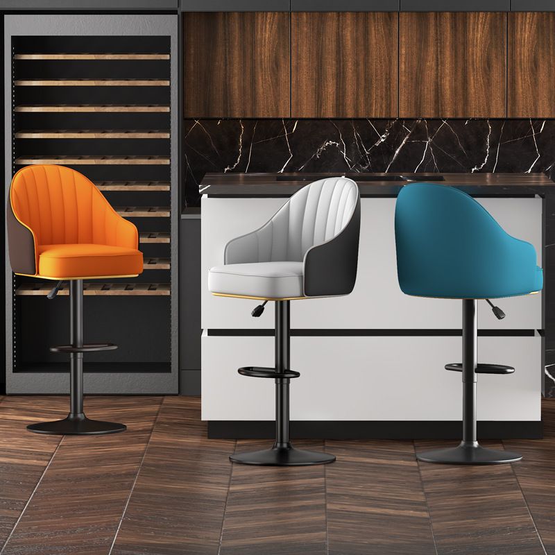 Industrial Style Metal Bar-stool PU Leather Counter Bar Stool for Kitchen