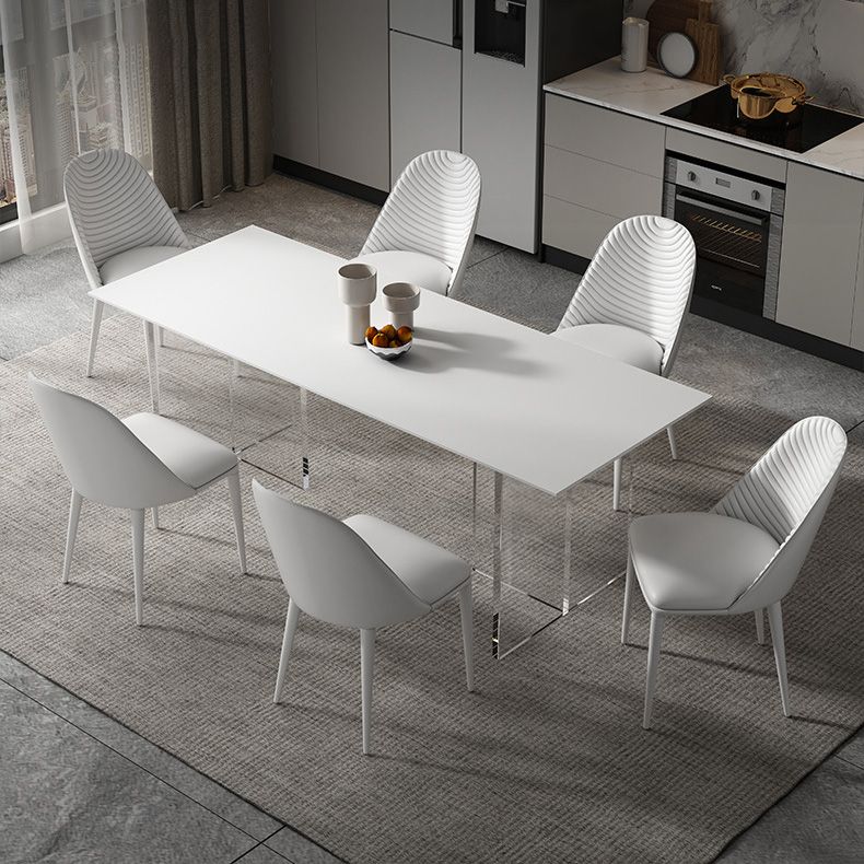 Medieval Modern Rectangle Dining Table Sintered Stone Table with Acrylic Legs for Home Use Clearhalo 'Dining Tables & Seating' 'Dining Tables' 'dining_table' 'furn' 'furn_dining_table' 'Furniture' 'Kitchen & Dining Furniture' 1200x1200_1aff9aaa-8c00-48b9-a12b-097d932c00b4