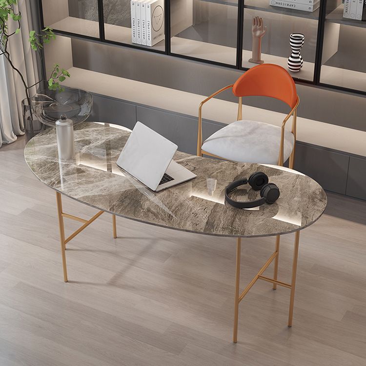 Glam Stone Writing Desk 29.53 "großer Büroschreibtisch mit Eisenbeinen