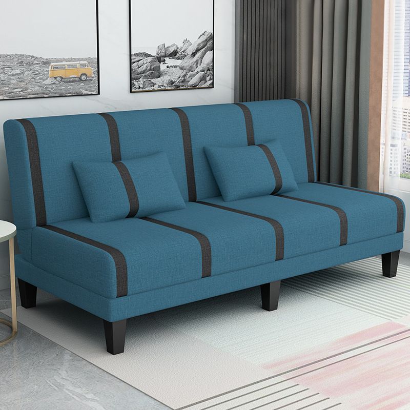 Linen/Velvet/Faux Leather Armless Convertible Sofa Tight Back Sofa Bed with Lumbar Pillow Clearhalo 'furn' 'furn_sofas' 'Furniture' 'furniture_sofas' 'Living Room Furniture' 'Sofa' 'sofas' 1200x1200_1b018d8a-999d-4f21-8069-05900354521e
