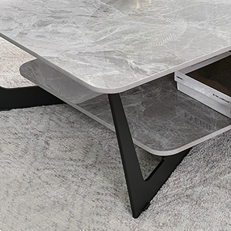 Slate Cross Legs Coffee Table Rectangular Modern Minimalist Coffee Table