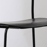 Industrial Armless Kitchen Chair Wooden Open Back Side Chair with Metal Base