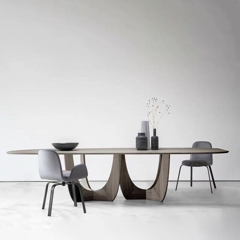 Solid Wood Dining Table Simplicity Double Pedestal Table for Dining Room Clearhalo ' dining_table' 'Dining Tables & Seating' 'Dining Tables' 'furn' 'furn_dining_table' 'Furniture' 'furniture_dining_table' 'Kitchen & Dining Furniture' 'kitchen&dining_furn' 'kitchen' 'kitchen_dining_table' 1200x1200_1b04c16f-c2e5-4376-9b4a-db50242263d4