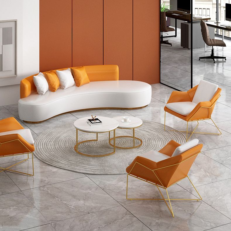 Contemporary 27.55"H Solid Color Faux Leather Armless Curved Sofa