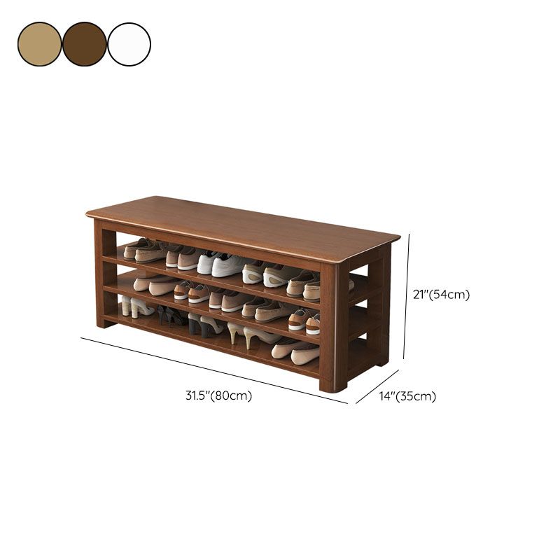 Modern Rubber Wood Bench Rectangle Home Storage Seating Bench with Shelves Clearhalo 'Benches' 'Chairs & Seating' 'furn' 'furn_benches' 'Furniture' 'Living Room Furniture' 1200x1200_1b052f5c-a757-4660-9580-87d7cff3fa02