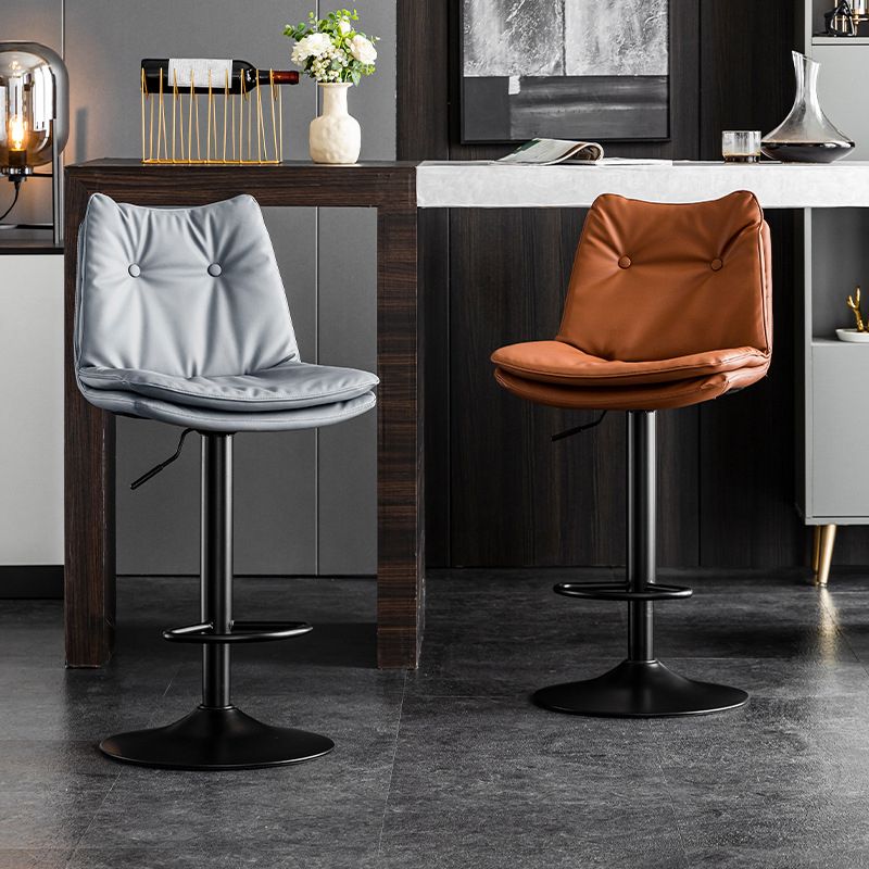 Scandinavian Metal Stool Faux Leather Upholstered Counter Stool in Matte Finish Clearhalo 'Bar Furniture' 'Bar Stools' 'bar_stools' 'furn' 'furn_bar_stools' 'Furniture' 'Kitchen & Dining Furniture' 1200x1200_1b055b91-8248-4e50-a986-fb57a0dff18f