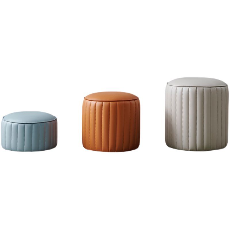 Modern Round Ottoman Pouf Genuine Leather Solid Water Resistant Ottoman for Children Clearhalo 'furn' 'furn_ottomans_poufs' 'Furniture' 'Living Room Furniture' 'Ottomans & Poufs' 'ottomans_poufs' 1200x1200_1b05d4bd-a8ce-40db-b1e2-c0df5bf1890c