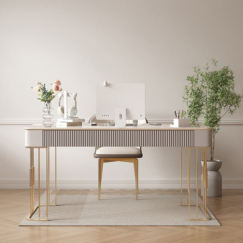 Simple Style Gold Base Office Desk Rectangular Home Writing Desk Clearhalo 'furn' 'furn_office_desk' 'Furniture' 'Office Desks' 'Office Furniture' 'office_desk' 1200x1200_1b065ff6-528a-4d4c-8ec7-25b29bb3ada4