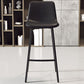 Contemporary Faux Leather Counter Stool Bucket Low Back Stool with Metal Legs