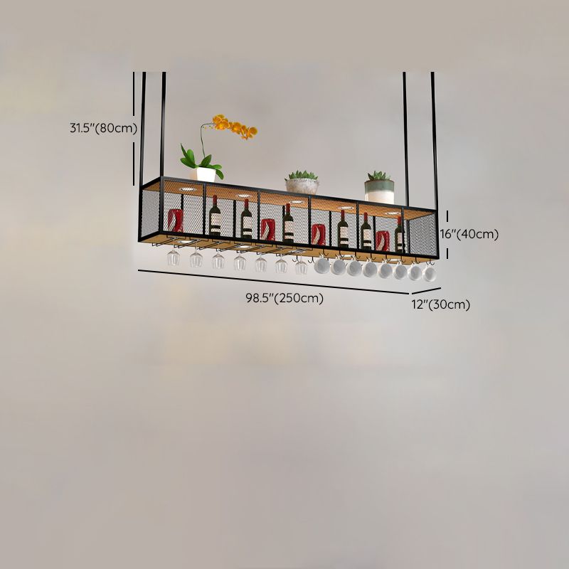 Black Metal Hanging Wine Holder with Glass Holder & Storage Shelf Clearhalo 'furn' 'furn_wine_racks' 'Furniture' 'Kitchen & Dining Furniture' 'Wine Racks' 'wine_racks' 1200x1200_1b081162-ec7a-4edc-85c0-f9d02dfcb639