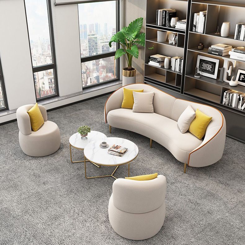 Divano moderno bianco/grigio con divano curvo con schienale stretto per appartamento