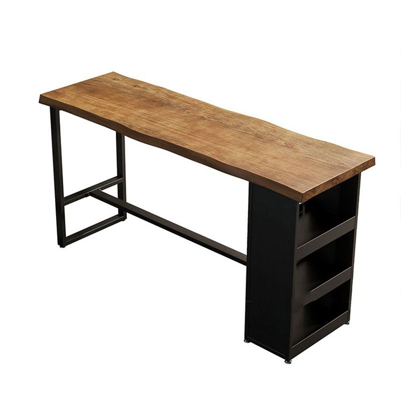 Industrial Style Bistro Bar Table Rectangle Wood Bar Table with Storage Clearhalo 'Bar Furniture' 'Bar Tables' 'bar_tables' 'furn' 'furn_bar_tables' 'Furniture' 'Kitchen & Dining Furniture' 1200x1200_1b0f3f72-2f8d-4979-af75-dc1baf2b3f26
