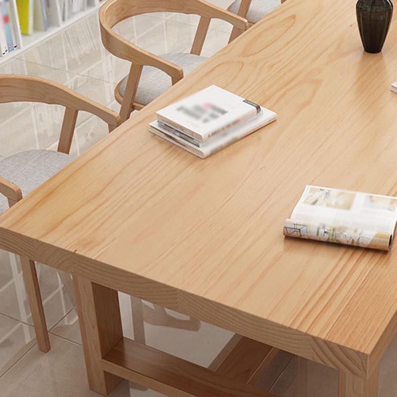 Contemporary Natural Wood Table Pine Rectangle Dining Table with Double Pedestal Clearhalo 'Dining Tables & Seating' 'Dining Tables' 'dining_table' 'furn' 'furn_dining_table' 'Furniture' 'furniture_dining_table' 'Kitchen & Dining Furniture' 'kitchen' 'kitchen_dining_table' 1200x1200_1b0fde20-fb5c-4d83-b68c-f3fbc56b21ce