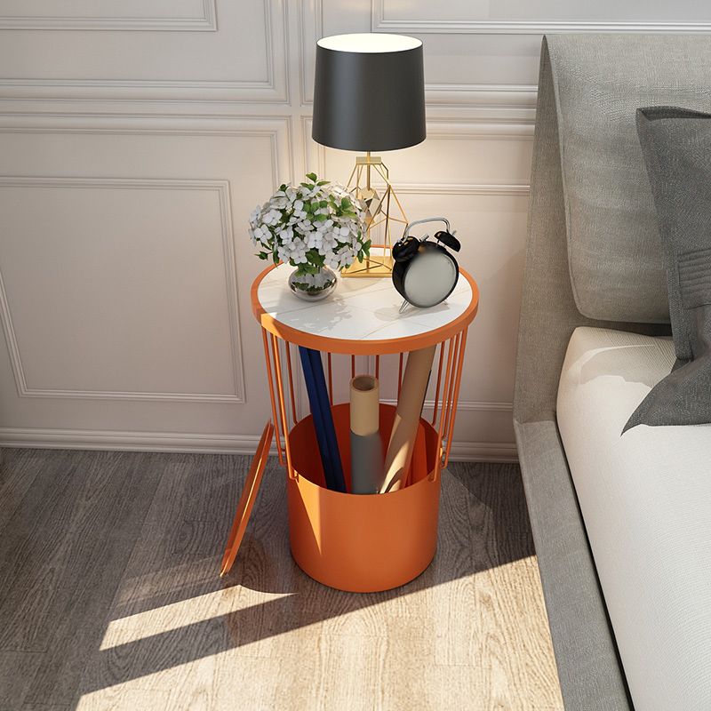 オープンストレージナイトテーブルモダンメタルストーントップ22「背の高いベッドナイトスタンド