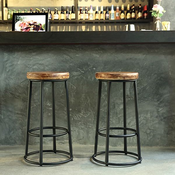 Industrial Solid Wood Bar & Counter Stool Round Cafe Counter Chair in Natural Clearhalo 'Bar Furniture' 'Bar Stools' 'bar_stools' 'furn' 'furn_bar_stools' 'Furniture' 'furniture_bar_stools' 'Kitchen & Dining Furniture' 1200x1200_1b12b750-da64-4cb9-9f88-b8f2dd709989