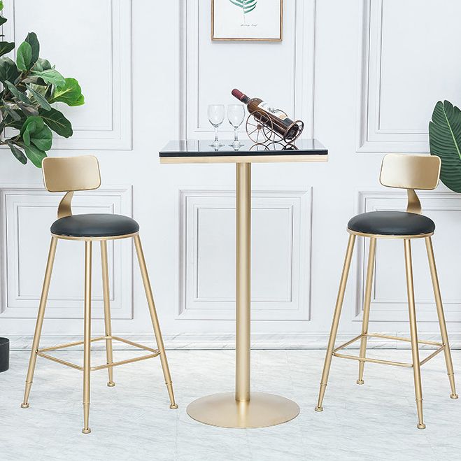 Bartisch aus massivem Holz, Gold- und Metallbasis, Bartisch für Küche, Wohnzimmer, Kaffeezimmer