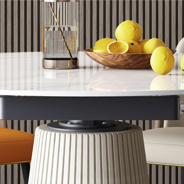 Glam Scalable Dinette Set 1/4/5/7 Pieces Round Dining Table Set with Sintered Stone Top Clearhalo 'Dining Room Sets' 'Dining Tables & Seating' 'dining_room_set' 'furn' 'furn_dining_room_set' 'Furniture' 'furniture_dining_room_set' 'Kitchen & Dining Furniture' 1200x1200_1b1596a2-8af3-46a1-8cc5-5815e4b54631