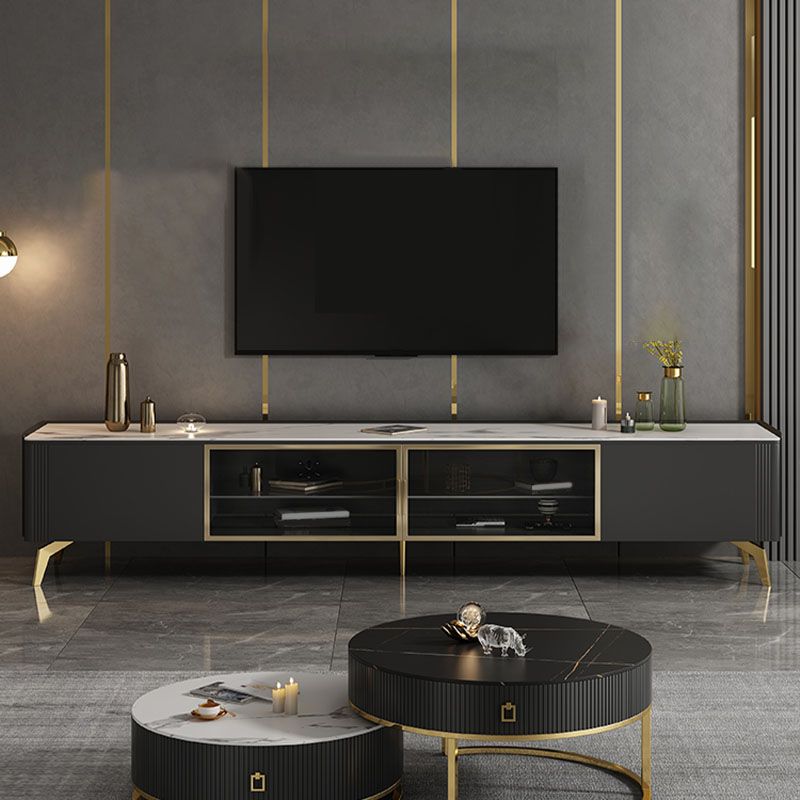 Glam TV Media Console Enclosed Storage TV Console for Living Room Clearhalo 'furn' 'furn_tv_stands_entertainment_centers' 'Furniture' 'Living Room Furniture' 'TV Stands & Entertainment Centers' 'TV Stands & Media Storage Furniture' 'tv_stands_entertainment_centers' 1200x1200_1b16cdc2-9e84-45ff-b690-b470fb7e815c