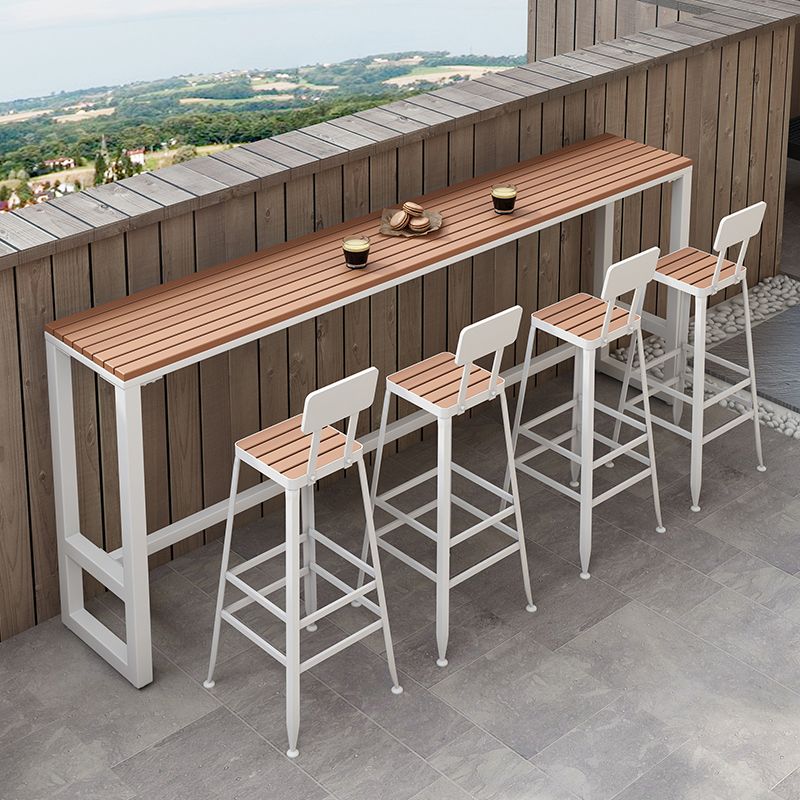 Rectangle Wood Trestle Bar Wine Table Modern Outdoor Footrest Pub/Bar Table Clearhalo 'Bar Furniture' 'Bar Tables' 'bar_tables' 'furn' 'furn_bar_tables' 'Furniture' 'furniture_bar_tables' 'Kitchen & Dining Furniture' 'kitchen&dining_furn' 'kitchen' 1200x1200_1b17181c-fef0-4118-a6b5-009834f277c6