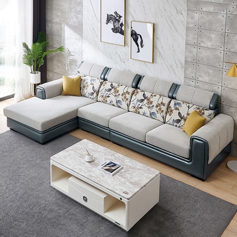 Modern Gray Cushions Sofa & Chaise 5-Seater 139.37" L Square Arm Sectional Sofa Clearhalo 'furn' 'furn_sectionals' 'Furniture' 'Living Room Furniture' 'Sectionals' 1200x1200_1b1783f1-fb86-4998-9517-768adbd319e9