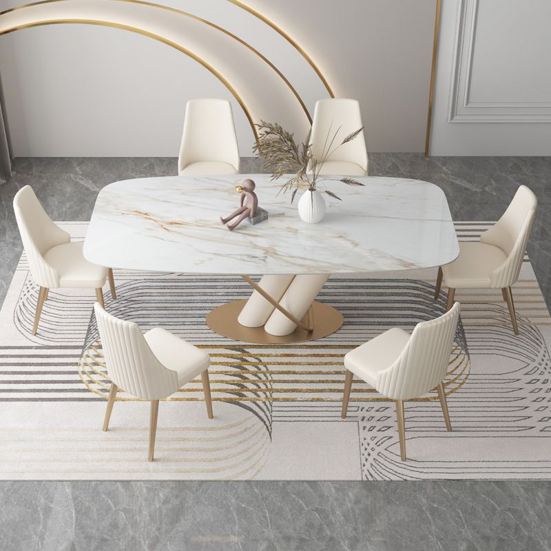 Glam Style Rectangle Table Sintered Stone Table with Metal Legs for Home Use Clearhalo 'Dining Tables & Seating' 'Dining Tables' 'dining_table' 'furn' 'furn_dining_table' 'Furniture' 'Kitchen & Dining Furniture' 1200x1200_1b17e7b0-399f-4817-9c87-44f9753bbf13
