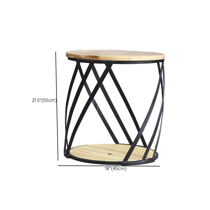 Drum End Table with Storage Solid Wood Round Top and Metal Base Clearhalo 'Coffee & Accent Tables' 'End & Side Tables' 'end_side_tables' 'furn' 'furn_end_side_tables' 'Furniture' 'Living Room Furniture' 1200x1200_1b189ff9-7a62-4e77-9a82-b326734f154f