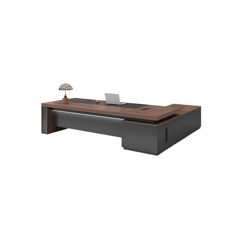 Kunstmatige hout executive bureau eigentijdse bruine l-vorm computer bureau
