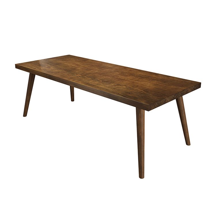 Mesa de comedor estilo simplicidad, mesa de comedor rectangular de madera maciza, color marrón