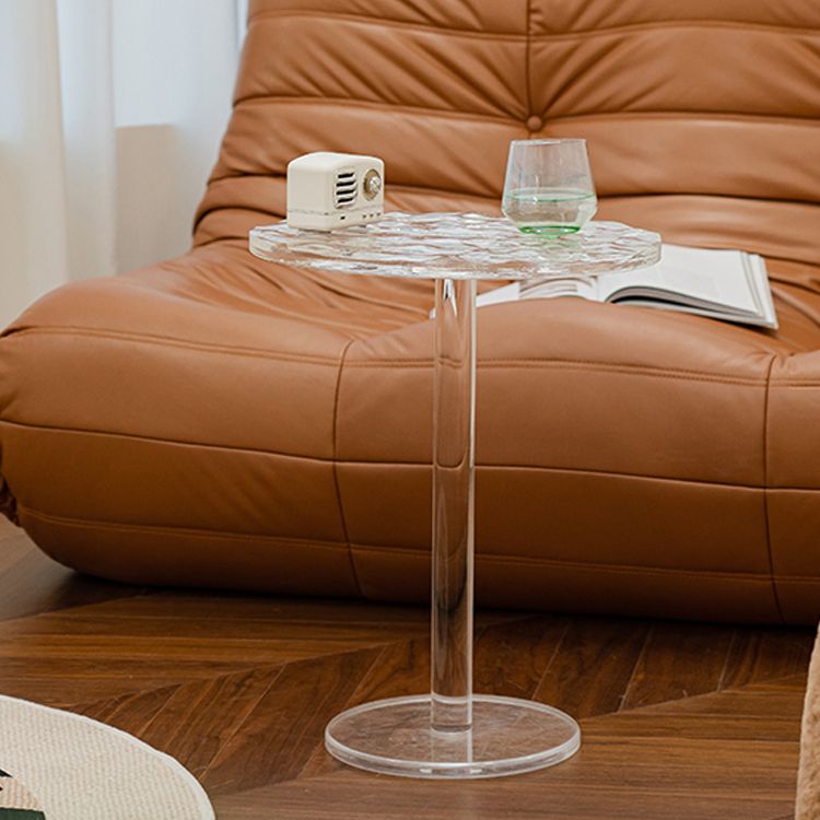 Pedestal 20" Tall End Table Round Clear Acrylic Sofa Side Accent Table Clearhalo 'Coffee & Accent Tables' 'End & Side Tables' 'end_side_tables' 'furn' 'furn_end_side_tables' 'Furniture' 'Living Room Furniture' 1200x1200_1b1b21b0-6d67-4b2e-9bbc-b1527cbeb91b