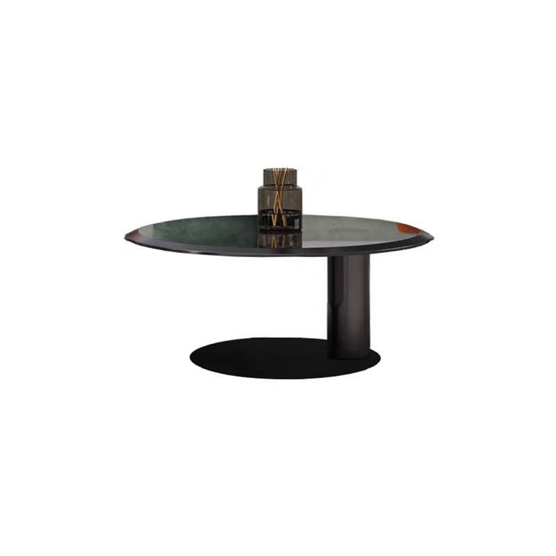Modern Style Tempered Glass Table Top Stainless Steel Base Round Coffee Table