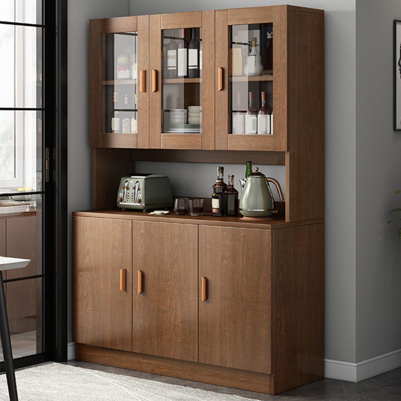 Contemporary Dining Hutch Faux Wood Buffet Cabinet with Doors Clearhalo 'Display & China Cabinets' 'display_china_cabinets' 'furn' 'furn_display_china_cabinets' 'Furniture' 'Kitchen & Dining Furniture' 1200x1200_1b1d3f65-9d7d-44c4-890a-36b8a75b6f57