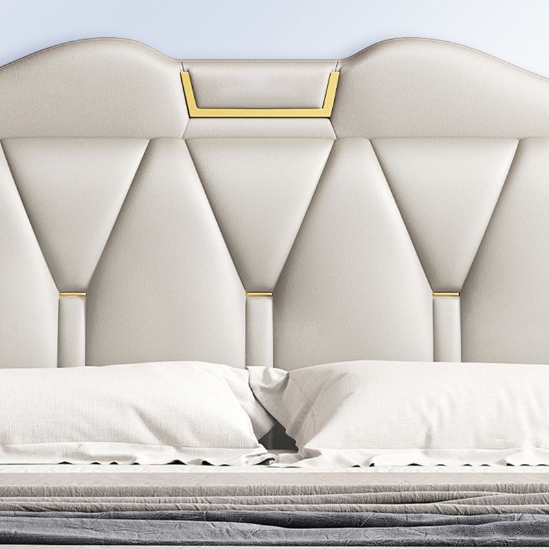 Genuine Leather Standard Bed Modern Panel Bed with Custom Gold Legs