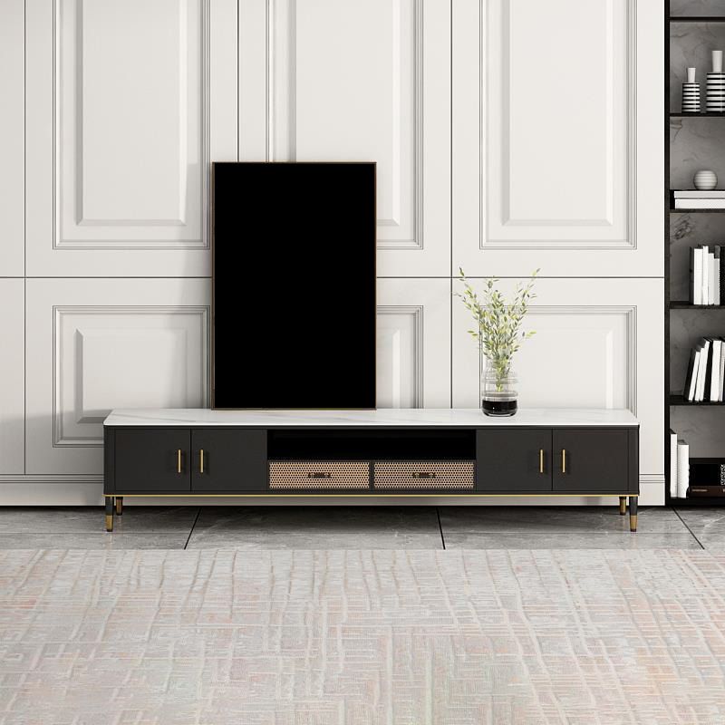 Console multimédia TV moderne, support multimédia TV en pierre pour le salon