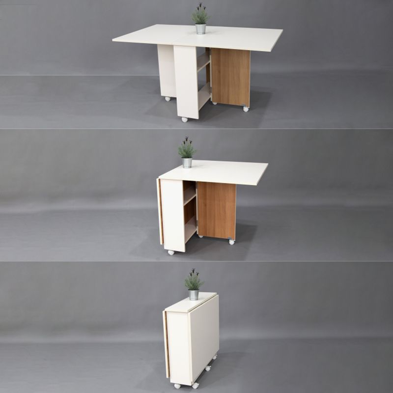 Artificial Foldable Wooden Top Table Extendable Rectangle Table with Storage Trestle Base Clearhalo ' dining_table' 'Dining Tables & Seating' 'Dining Tables' 'Furniture' 'furniture_dining_table' 'Kitchen & Dining Furniture' 'kitchen&dining_furn' 'kitchen' 'kitchen_dining_table' 1200x1200_1b2139ff-9eae-4f3d-8444-22262851145c