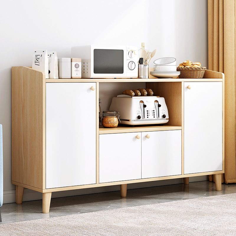 Server da pranzo in legno bianco in stile moderno con cassetti e porte