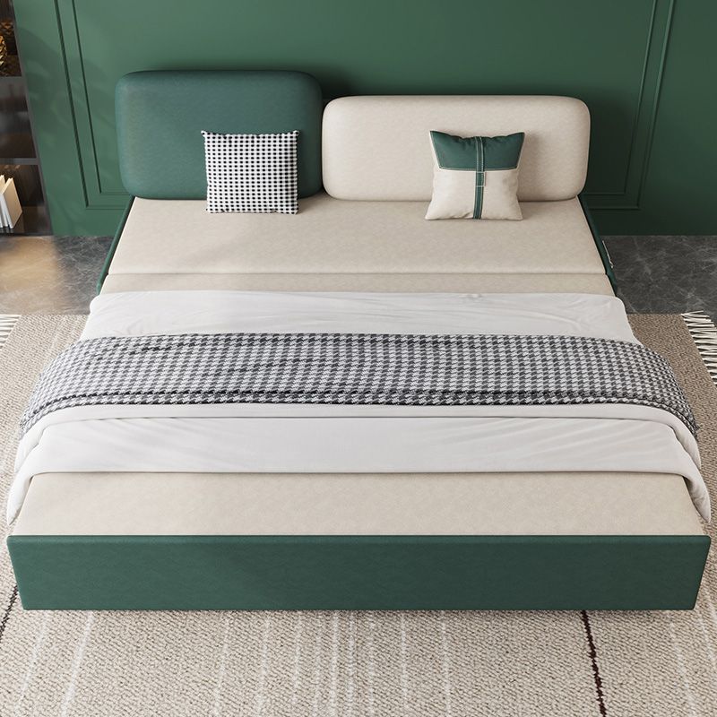 Canapé-lit contemporain en coton sans bras en vert avec 2 oreillers