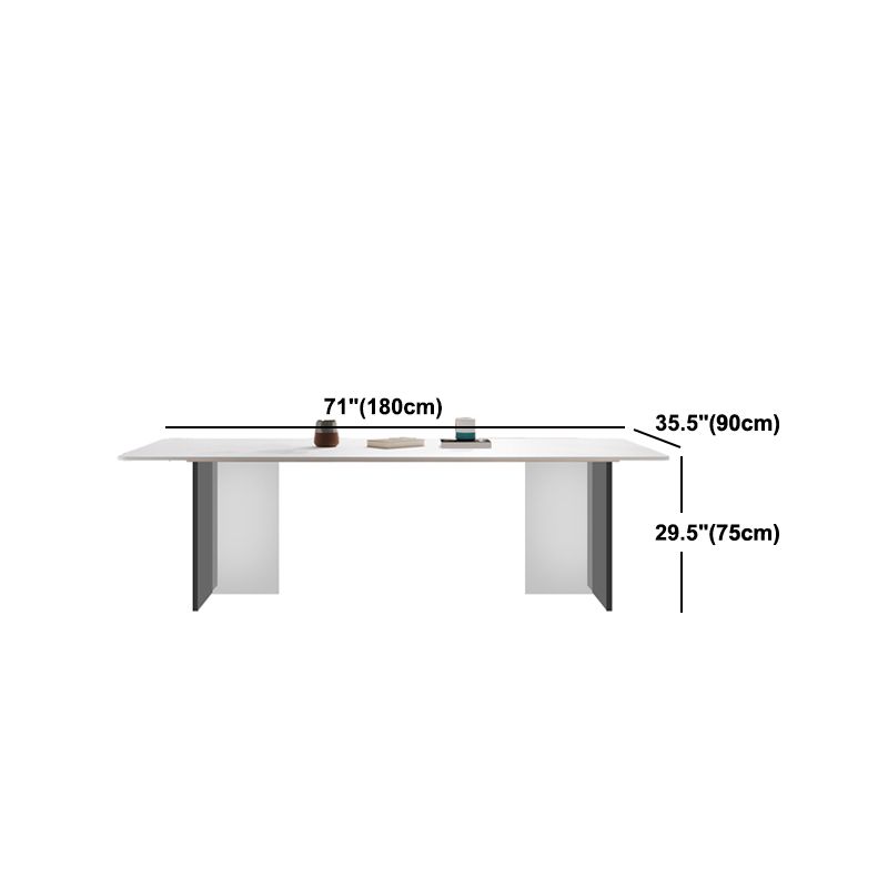 Mesa de comedor moderna con mesa de comedor rectangular de piedra blanca para cocina