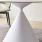 Round Stone Dining Table Modern Pedestal Dining Table in White and Black
