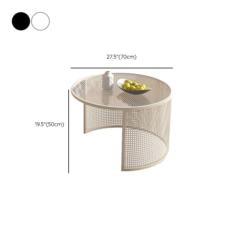 Tropical Round Frame Cocktail Table Glass Top Coffee Table Set