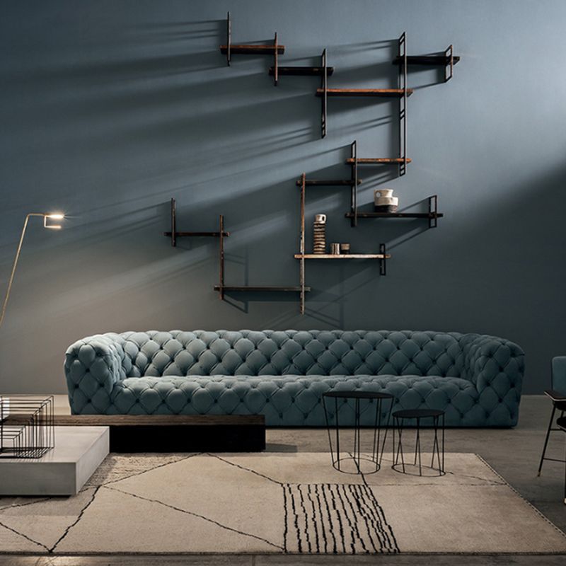 Sof de bras de smoking en cuir authentique 26,8 "H Setrée touflée en bleu