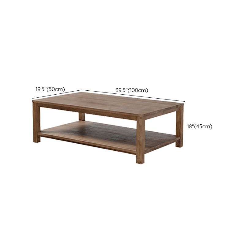 17"H moderner Couchtisch aus massivem Holz, Kaffee-Cocktailtisch mit Stauraum