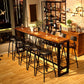 Modern 1/11 Pieces Bar Table Set Rectangle Wood Counter Table with High Stools for Cafe