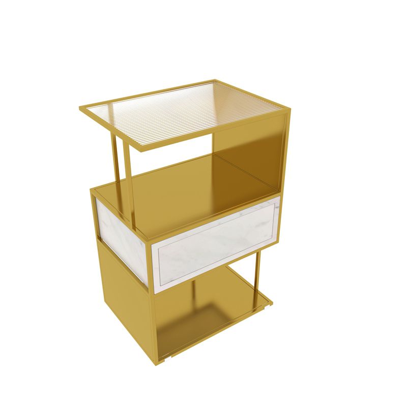 Tavolo da notte in vetro moderno Scaffale a 1 cassetto alto 24 pollici incluso