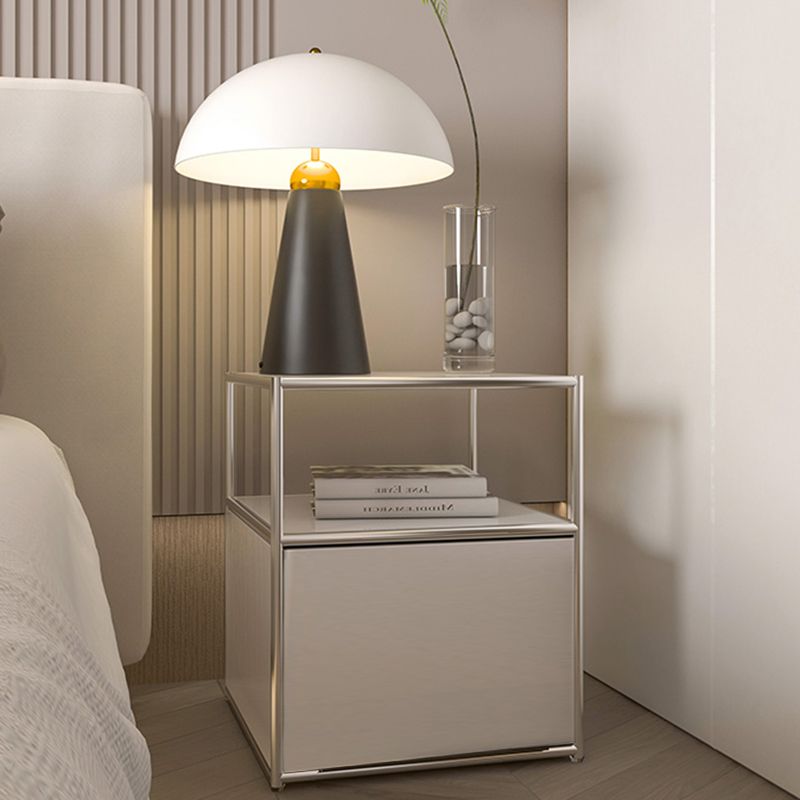 19.7" Tall Stainless Steel Side Table Rectangular End Table with Storage Clearhalo 'Coffee & Accent Tables' 'End & Side Tables' 'end_side_tables' 'furn' 'furn_end_side_tables' 'Furniture' 'Living Room Furniture' 1200x1200_1b2be269-56ab-4a8a-90c5-0c251010774e