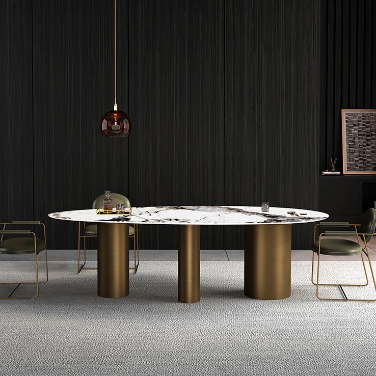 Metal Traditional Luxury Oval Dining Table Sintered Stone Table for Kitchen and Dining Room Clearhalo ' dining_table' 'Dining Tables & Seating' 'Dining Tables' 'furn' 'furn_dining_table' 'Furniture' 'furniture_dining_table' 'Kitchen & Dining Furniture' 'kitchen&dining_furn' 'kitchen' 'kitchen_dining_table' 1200x1200_1b2bf44b-119c-4000-bc54-d9bc0fd4722e